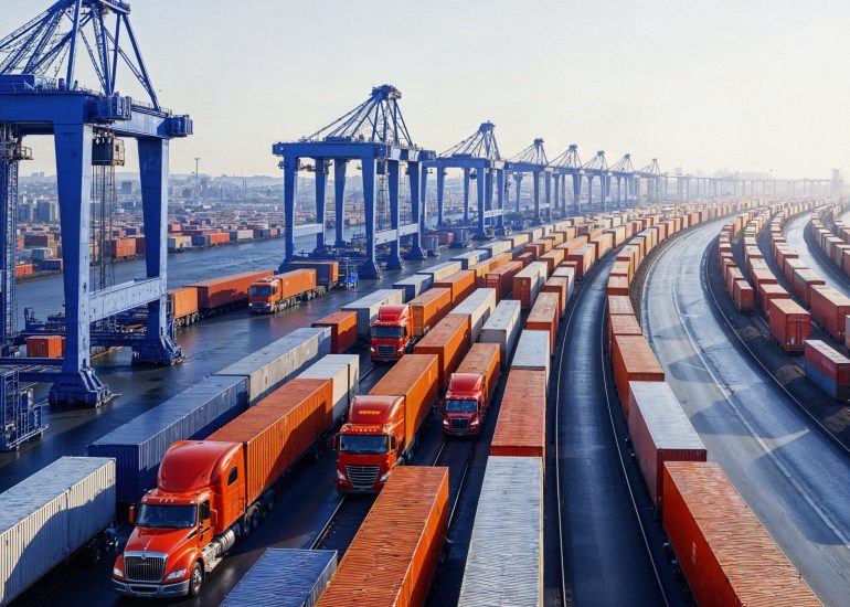 busy-cargo-port-with-shipping-containers-trucks