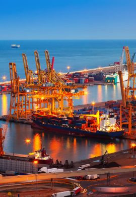 Port de Barcelona in night -  commercial/industrial port (Barcelona Free Port)